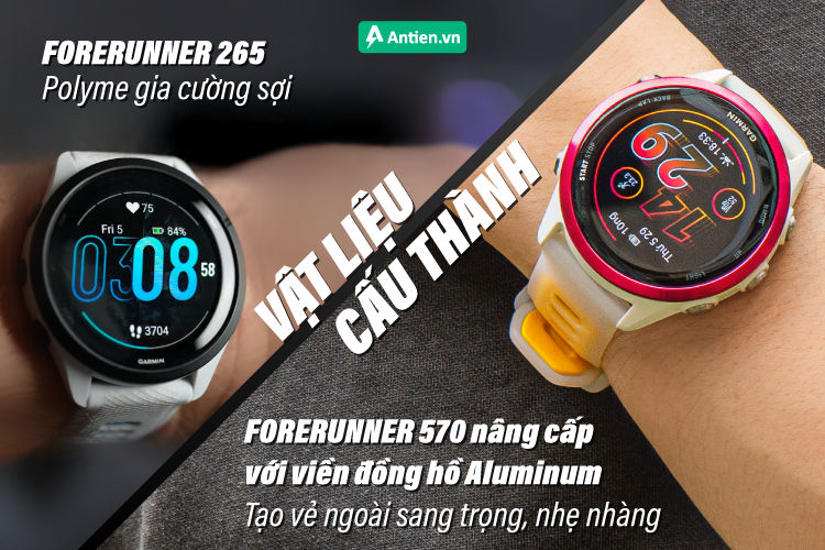 Đồng hồ Forerunner 570 nâng cấp với viền làm từ nhôm, tăng tính thẩm mỹ và giảm trọng lượng 
