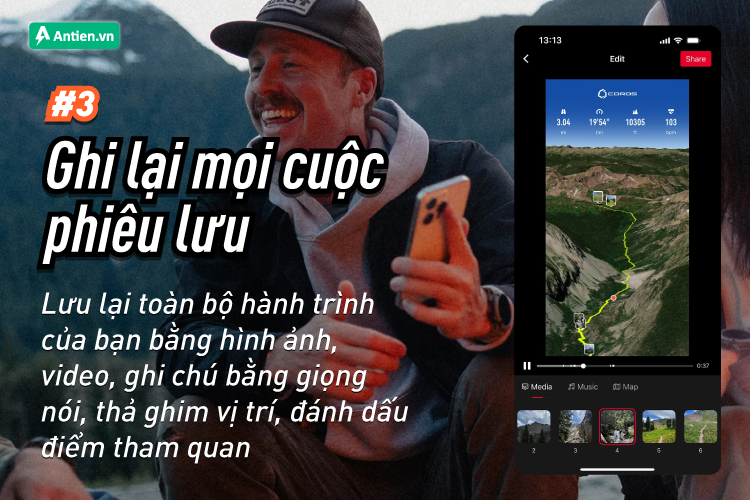 Lưu giữ toàn bộ hành trình sống động với hình ảnh, video và ghi chú bằng giọng nói 