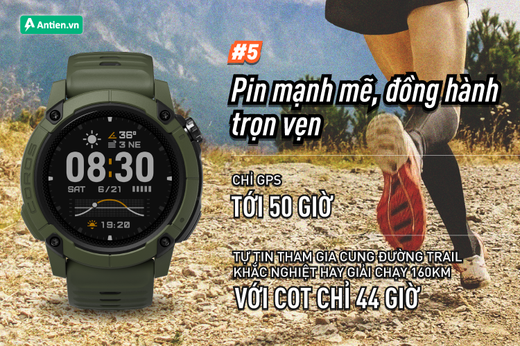 Chinh phục ngay cả những cự ly dài với thời lượng pin tới 50 giờ (GPS tiêu chuẩn)