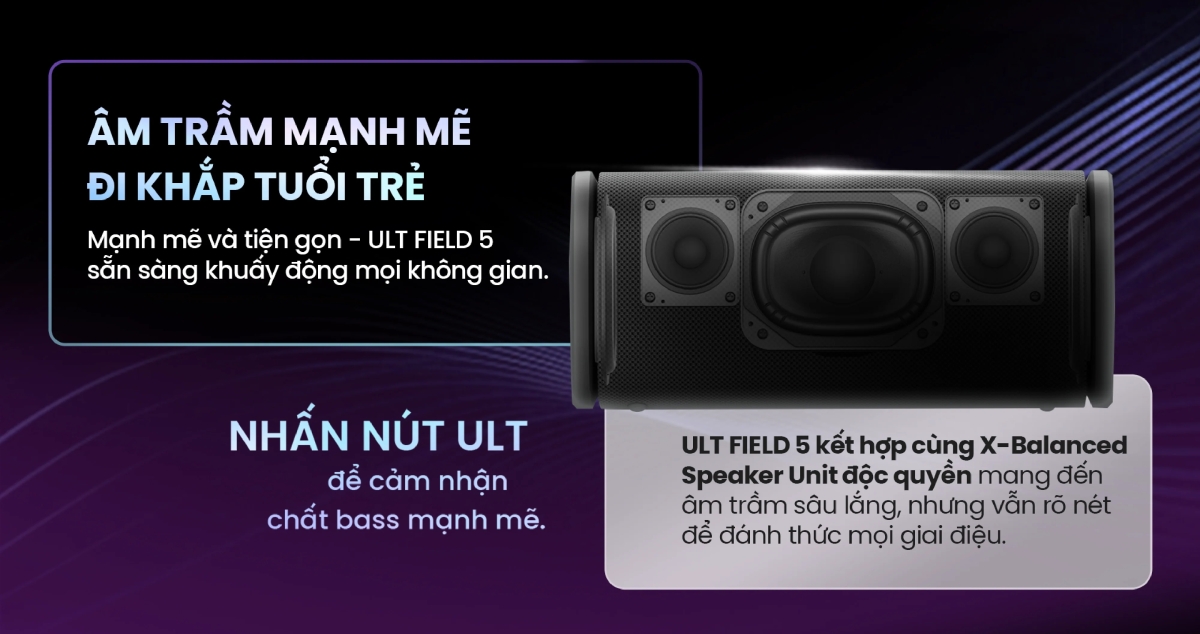 Chất âm mạnh mẽ của loa Sony ULT Field 5 với công nghệ ULT POWER SOUND