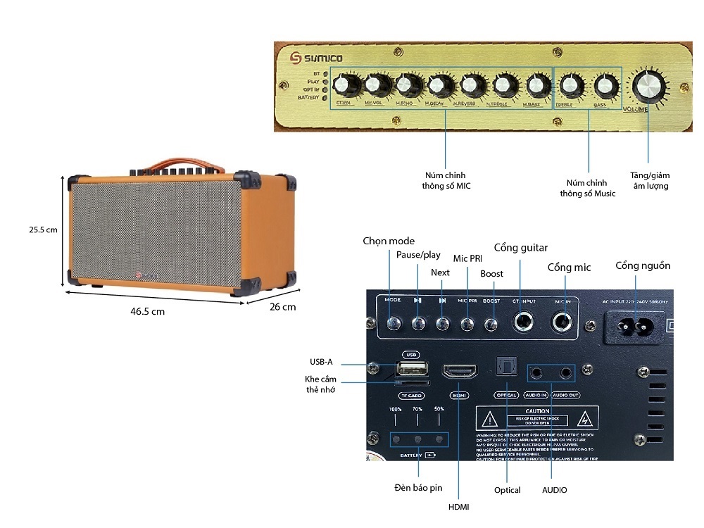 Thiết kế loa Sumico BT-S52 nhỏ gọn, di động nhưng vẫn rất sang trọng