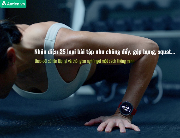 Đồng hồ Active 2 theo dõi số lần lặp lại và thời gian nghỉ của các bài tập khác nhau