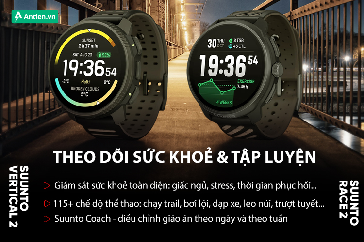 Đồng hồ trail Vertical 2 và Race 2 hỗ trợ đa môn thể thao với hiệu suất tập luyện chuyên sâu