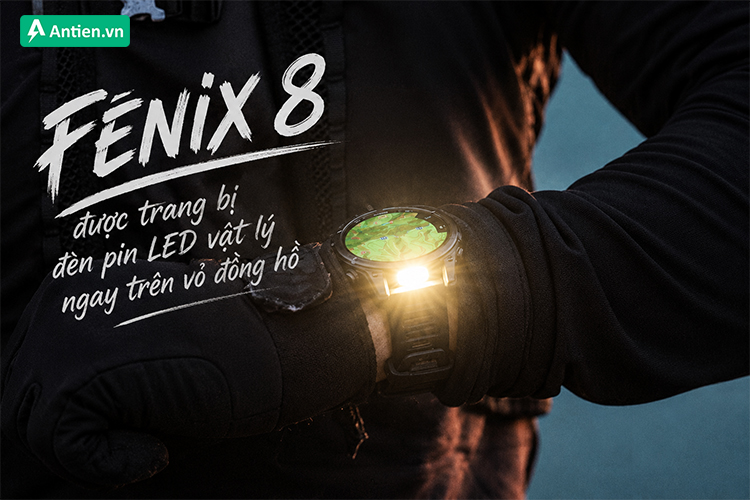 Đèn pin LED trên Fenix 8 hữu dụng khi di chuyện và hoạt động trong đêm tối