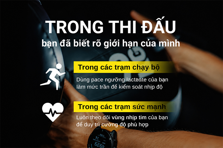 Khi thi đấu, nhờ đồng hồ Garmin bạn có thể heo dõi và tối ưu Ngưỡng Lactate