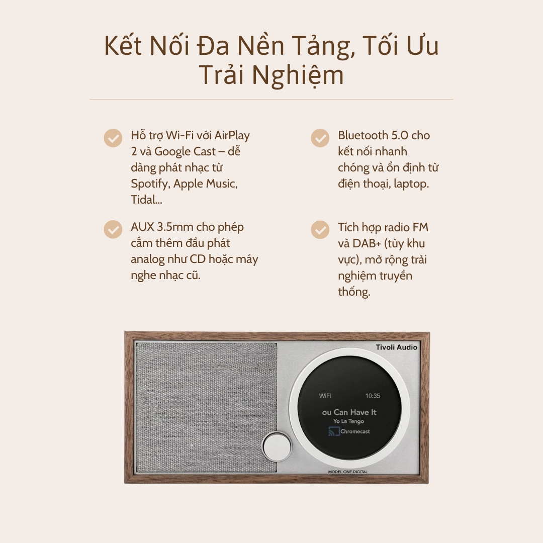 Loa bluetooth Tivoli One Digital Gen 2 - Kết nối đa dạng, chuẩn Streaming hiện đại