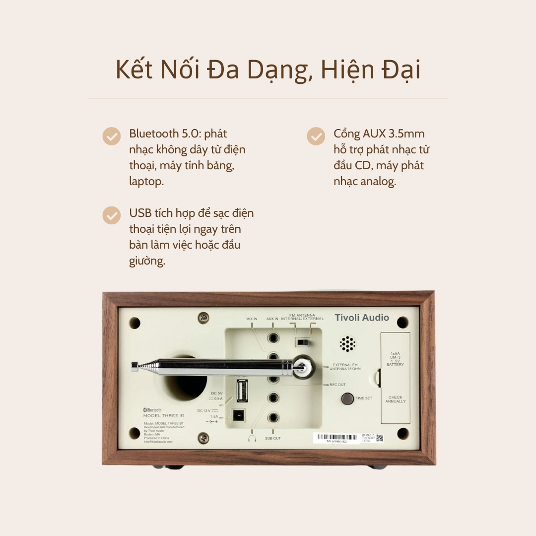 Tivoli Audio Model Three BT - Tính năng hiện đại, tiện lợi hơn trong cuộc sống