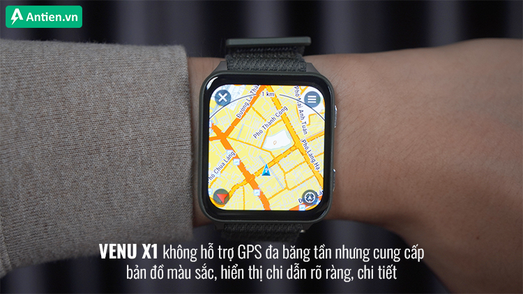 Venu X1 thiếu GPS đa băng tần nhưng lại cung cấp bản đồ màu sống động