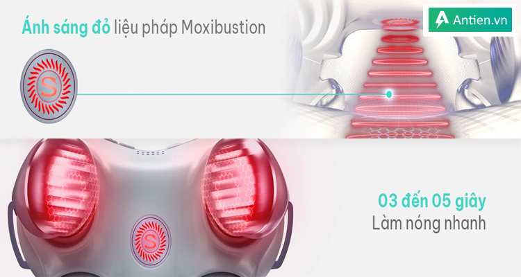 Ánh sáng hồng ngoại trên máy mátxa giúp thâm nhập sâu vào cơ để thư giãn toàn bộ từ trong ra ngoài