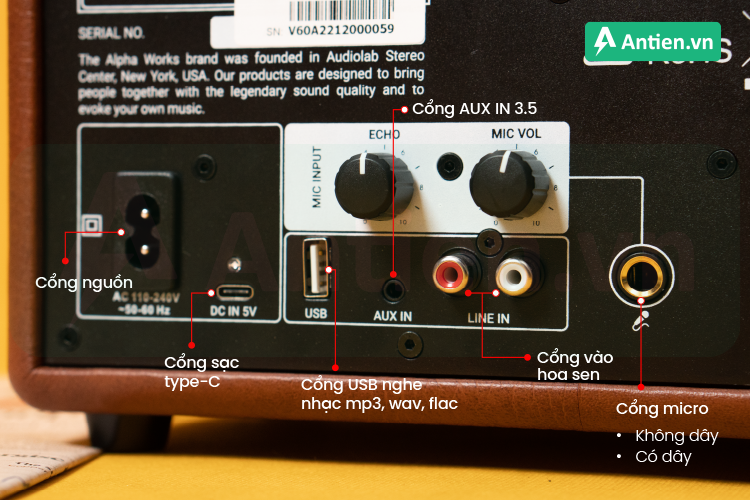 V80 trang bị đầy đủ các giao thức kết nối, đáp ứng đa dạng các nguồn nhạc