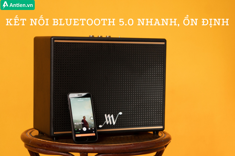 Kết nối Bluetooth 5.0 giúp loa có thể stream nhạc trên các nền tảng khác nhau