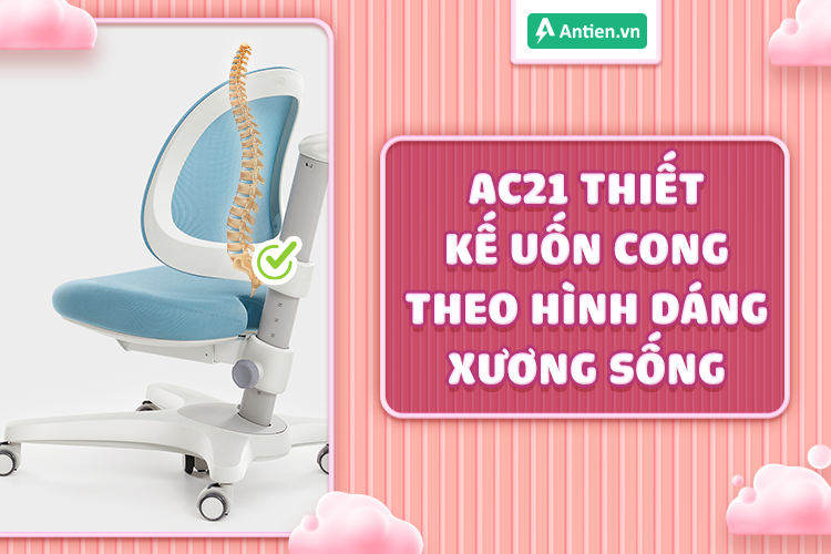 Ghế nhập khâu chống gù AC21 thiết kế uốn cong theo hình dáng xương nhằm nâng đỡ cột sống hiệu quả