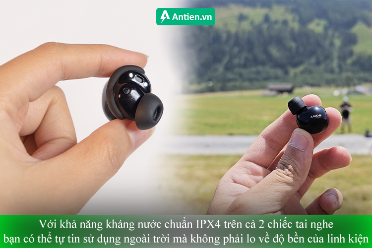 Khả năng kháng nươc IPX4 của 2 chiếc tai nghe giúp bạn có thể ngoài trời thoải mái