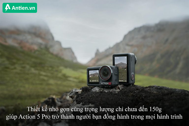 Thiết kế nhỏ gọn giúp Action 5 Pro trở thành bạn đồng hành lý tưởng cho mọi hành trình