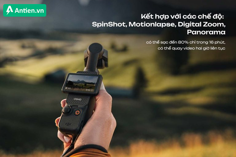 Thỏa sức quay chụp mọi lúc với khả năng sạc nhanh mạnh mẽ