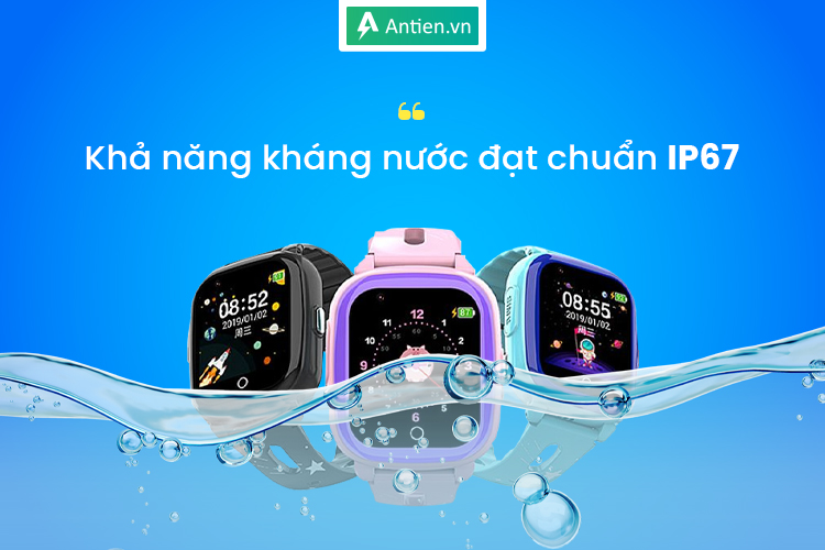 Đồng hồ trẻ em CT10 trang bị khả năng kháng nước chuẩn IP67