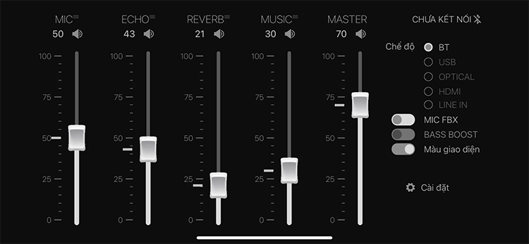 Tùy chỉnh âm thanh của Mi30S qua app Acnos Mixer cho iOS