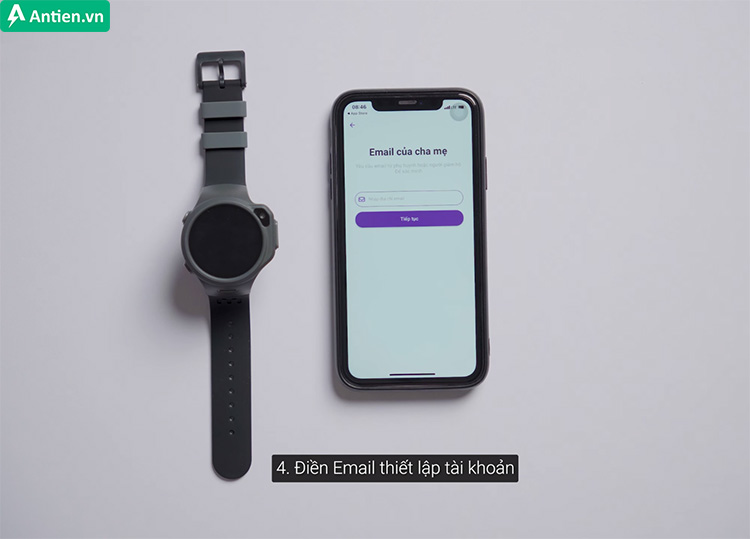 Điền email của cha mẹ để tạo tài khoản