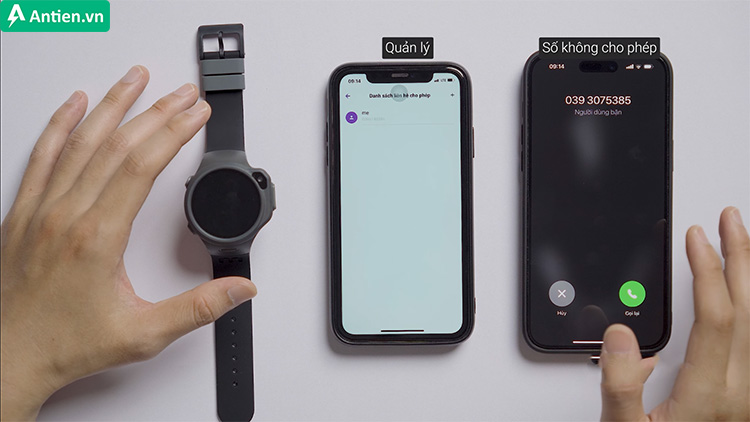 Chỉ những số điện thoại được lưu trong danh bạ người quản lý mới được phép gọi đến đồng hồ