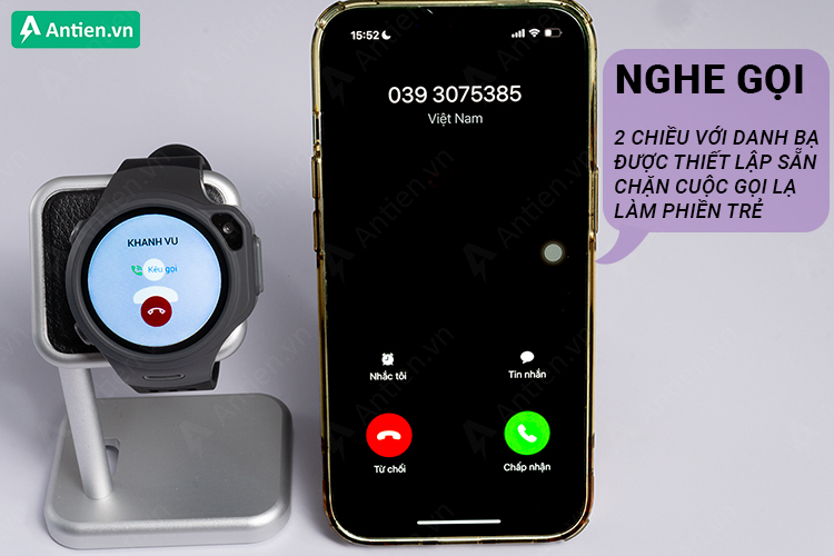 Trẻ có thể nghe, gọi 2 chiều với các số được thêm sẵn trong danh bạ, chặn các cuộc gọi lạ