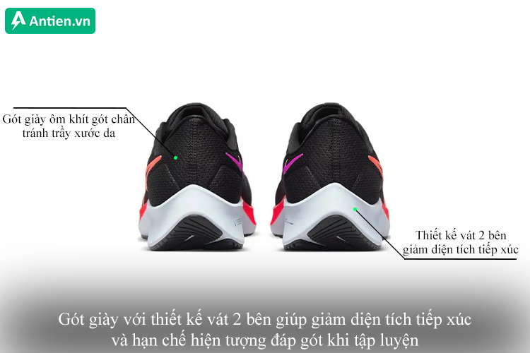 Gót giày giảm diện tích tiếp xúc, tránh hiện tượng đáp gót