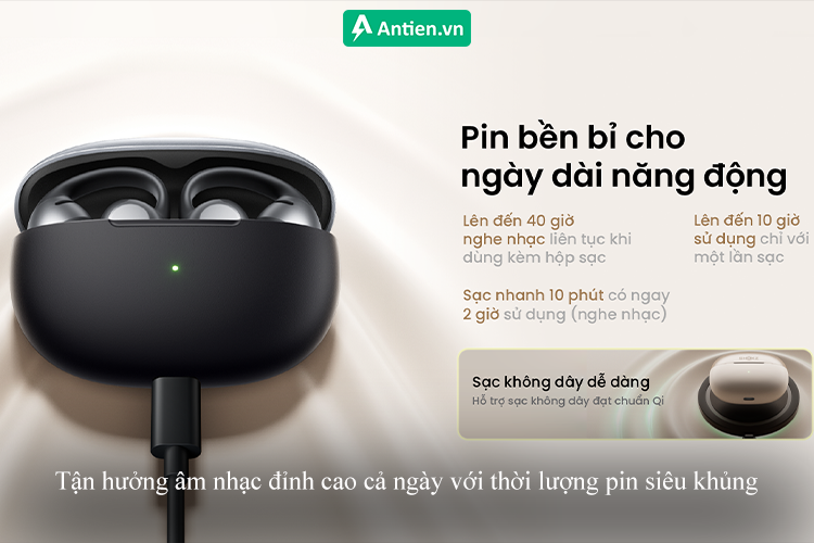 Tận hưởng âm nhạc cả ngày với thời lượng pin siêu khủng