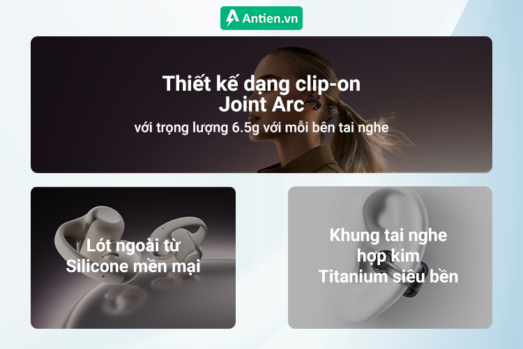 Thiết kế, chất liệu của tai nghe Shokz OpenDot One