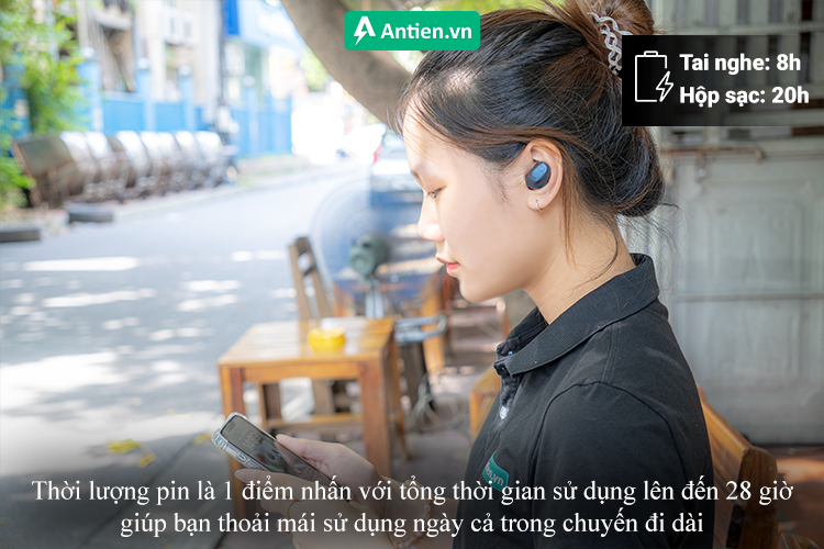 Thời lượng pin là 1 điểm nhấn, giúp mẫu tai nghe này có thể hoạt động trong nhiều ngày