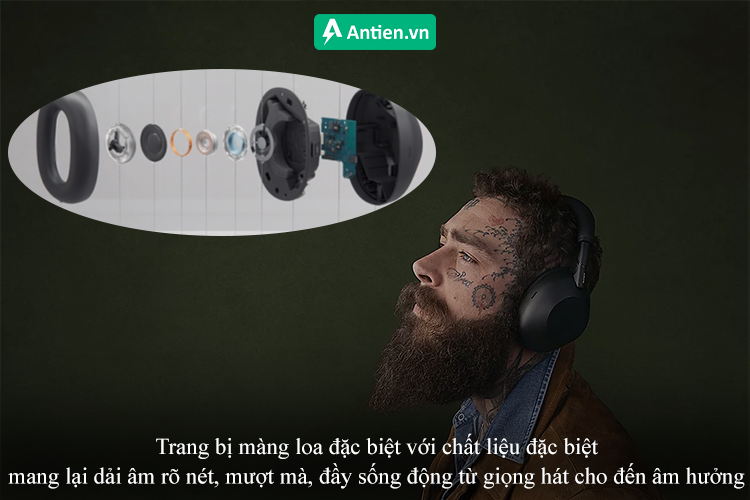 Trang bị màng loa đặc biệt mang đến dải âm rõ nét, mượt mà