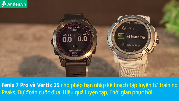 Vertix 2S và Fenix 7 Pro đều cung cấp các chỉ số tập luyện nâng cao và dễ dàng nhập kế hoạch tập luyện
