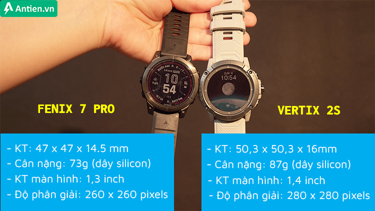 Xét về giao diện bên ngoài, Fenix 7 Pro trông nhỏ gọn hơn, đáp ứng với nhiều cổ tay người dùng hơn