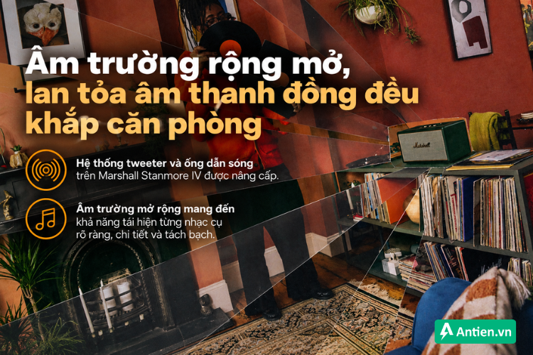 Marshall Stanmore IV âm trường rộng mở, lan tỏa âm thanh đồng đều khắp căn phòng