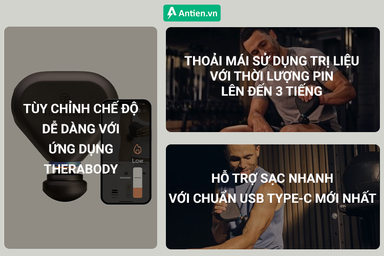 Tùy chỉnh đa dạng chế độ Massage cùng thời lượng pin lên đến 3 tiếng