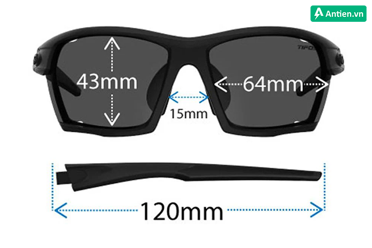 Kích thước gọng và tròng kính Tifosi Kilo Crystal Smoke