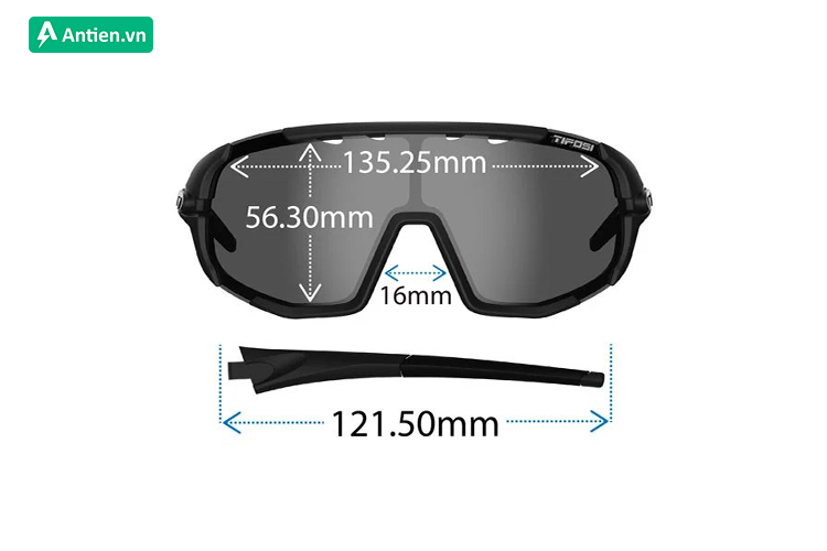 Kích thước tròng và gọng kính Tifosi Sledge Crystal Red