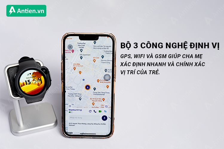 Xác định vị trí nhanh chóng với bản đồ chuẩn từ Google Maps, sai số khoảng 1-3 mét