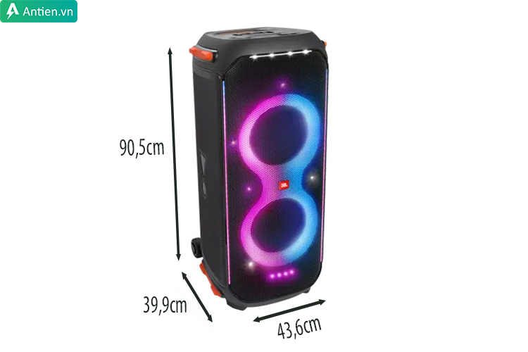 Partybox 710 sở hữu kích thước nhỏ gọn cùng hệ thống di chuyển tiện lợi