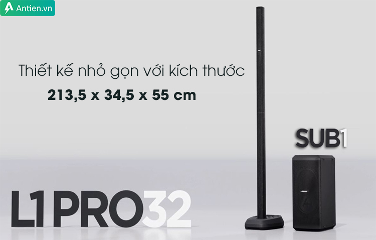 Bose L1 PRO32 SUB2 thiết kế nhỏ gọn dễ bố trí mọi không gian