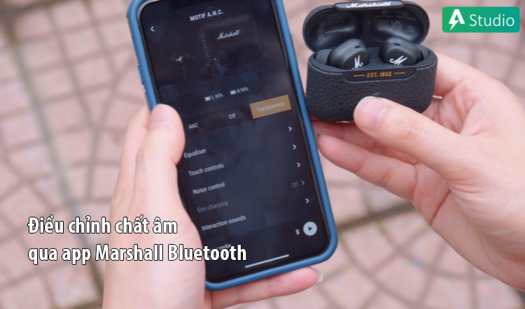 Điều chỉnh chất âm qua app Marshall Bluetooth