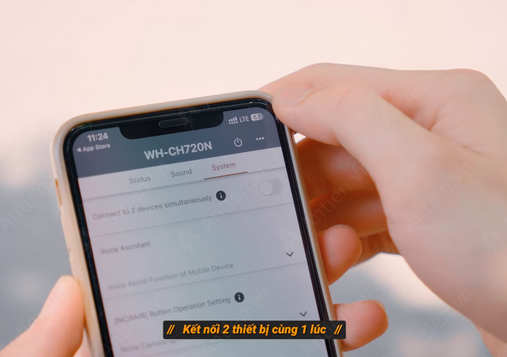 Tai nghe bluetooth Sony WH-CH720N kết nối cùng lúc 2 thiết bị