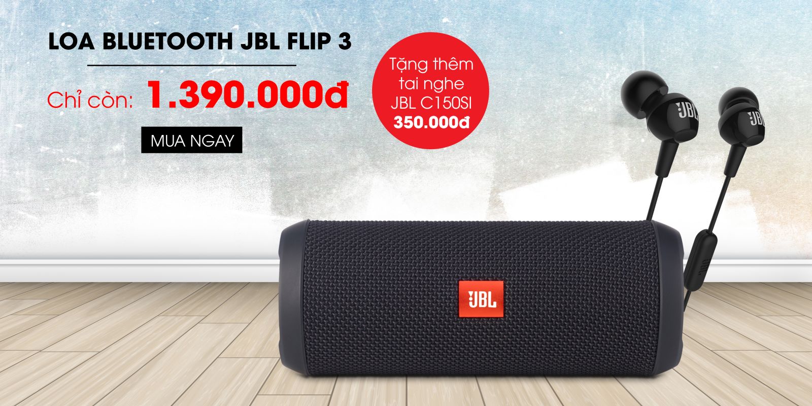 Combo mua loa bluetooth JBL tặng tai nghe chính hãng JBL C150SI