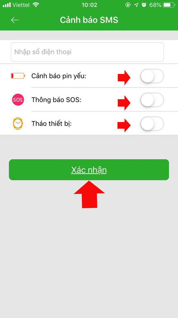 Cài đặt theo hướng dẫn mũi tên