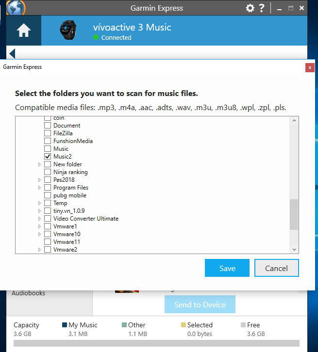 Chọn Folder chứa các bài hát cần thêm