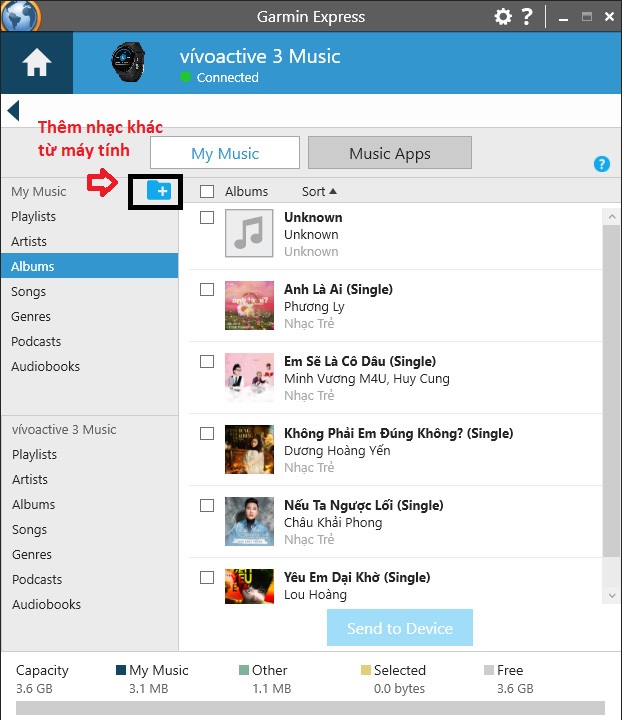 Thêm các bài hát khác trên máy tính vào thư mục My Music