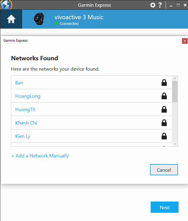 Kết nối mạng wifi để tiến hành chép nhạc