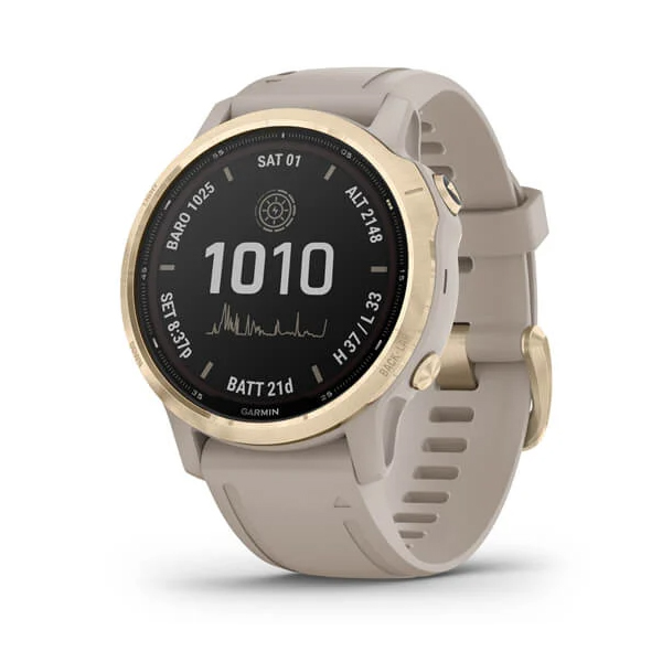 Garmin fēnix 6S - Pro Solar - Light Gold with Light Sand Band