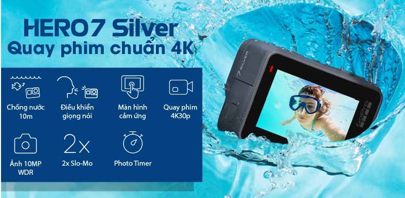 GoPro Hero 7 Silver quay phim chuẩn 4K