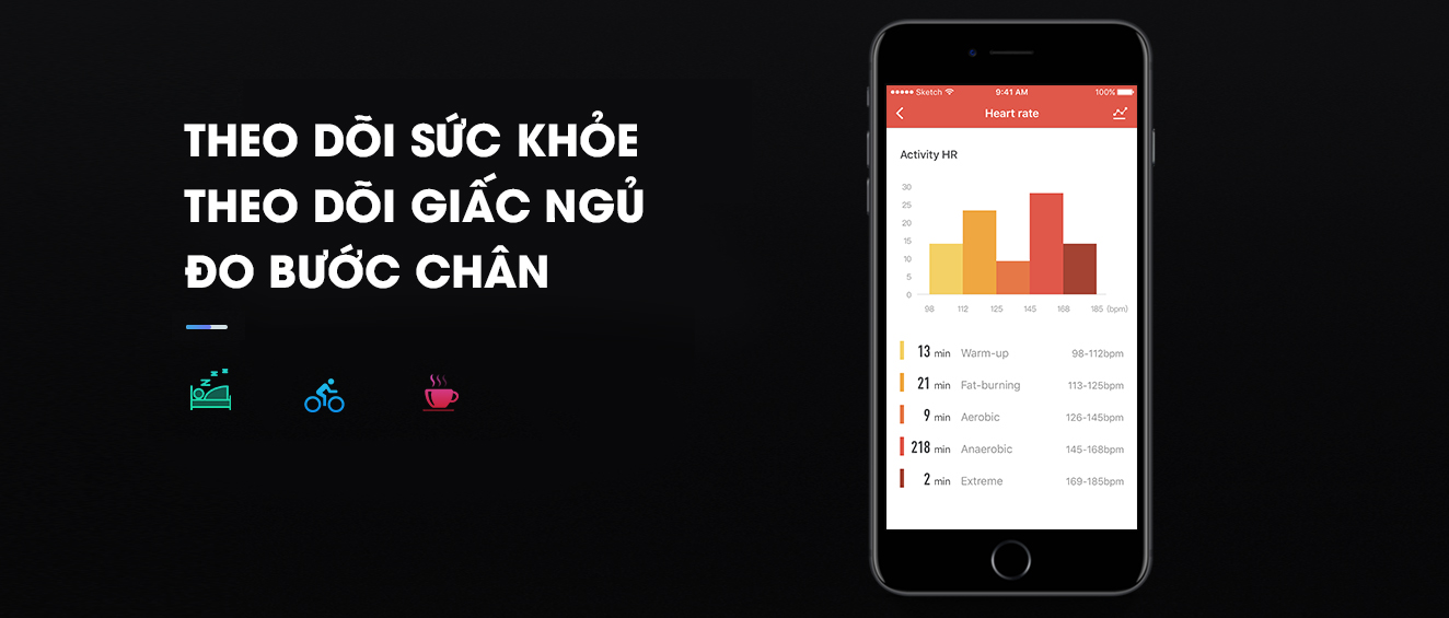 Vòng tay thông minh theo dõi sức khỏe, giấc ngủ, đo bước chân,..