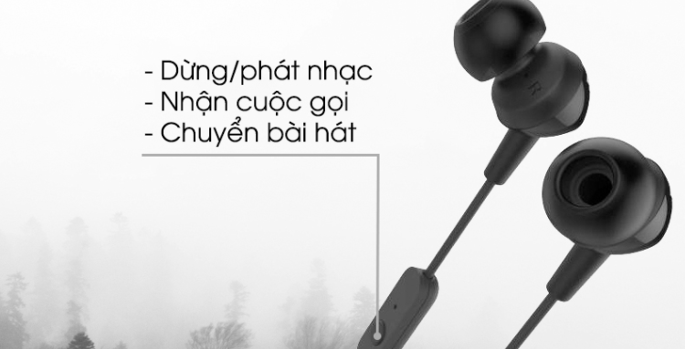 Tai nghe JBL C150SI có thanh điều khiển âm thanh và nhận cuộc gọi