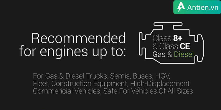 GB500 phù hợp với các loại xe, thiết bị, xe tải phân khối cao cấp 8+ và CE